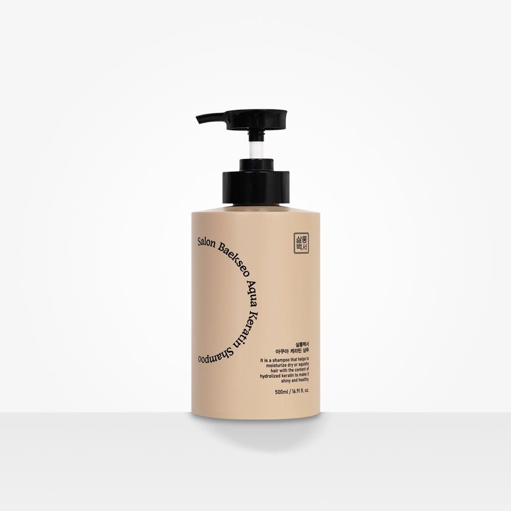 SALON BAEKSEO Aqua Keratin Shampoo 500ml – pH 5.5 Hydrating Shampoo with Hydrolyzed Keratin for Dry & Damaged Hair, Scalp Cleansing & Repair Care _ Made in KOREA